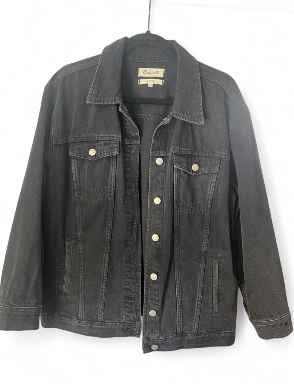 Madewell Black Oversized Denim Jacket XL Relaxed Fit